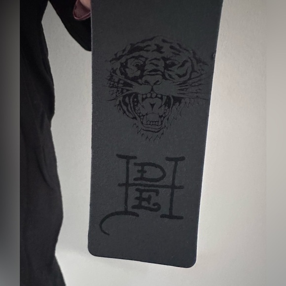 Ed Hardy Love Kills Slowly Woven Black Short Sleeve Button Up Camp Shirt XL - Picture 14 of 15